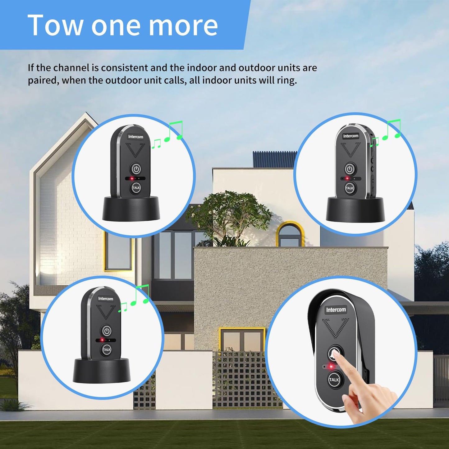 PANDAR Wireless Doorbell with Speaker Voice Intercom,Two Way Talk Intercom with 3 Channel, 3 Level Volume,4900ft Long Range,Battery Operated Wireless Intercoms for Home Office Classroom Cafe