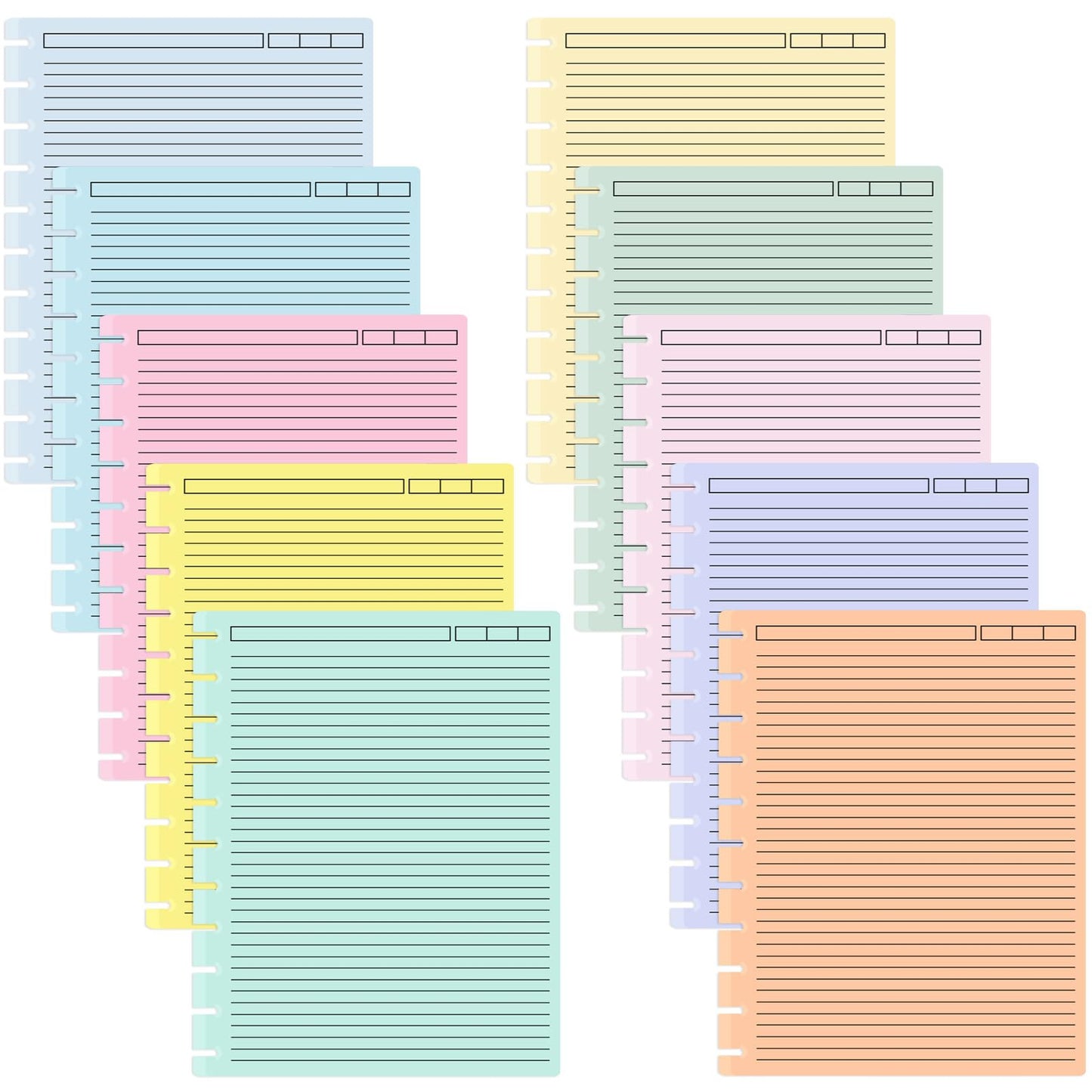 gisgfim 100 Sheets Letter Size Discbound Lined Refill Paper 8.5 x 11 Inch College Ruled Notebooks Planner Inserts 11 Disc Discbound Loose Leaf Paper Thicken for Writing School Office Supplies(Macaron)