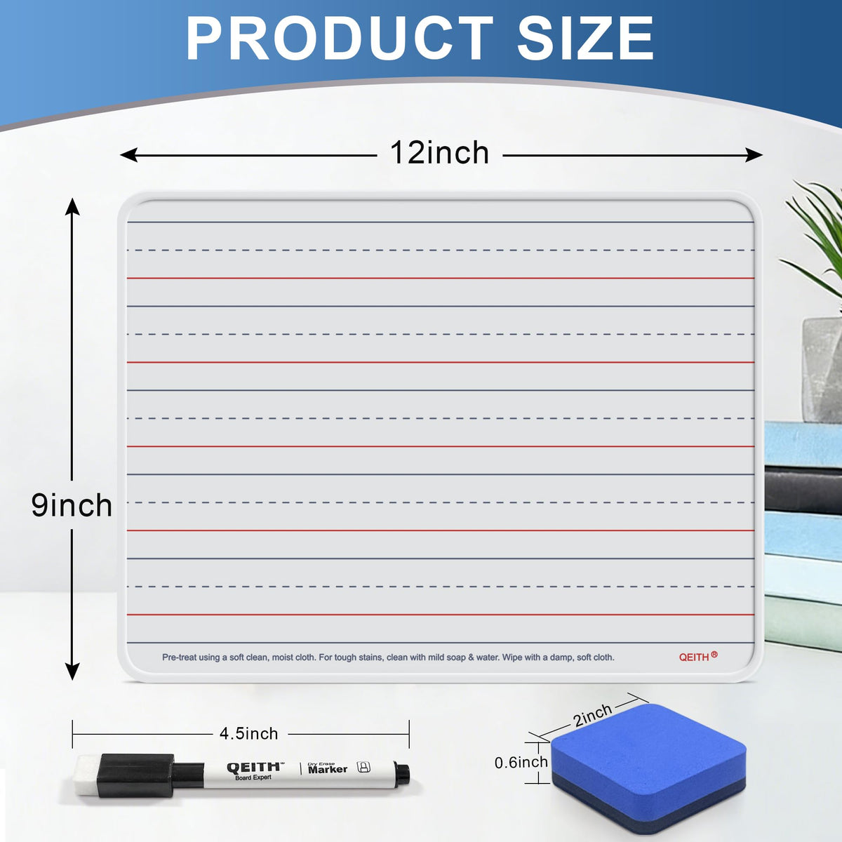 Magnetic Dry Erase Boards, 6 Pack 9”x12” Double Sided Portable Personal Small Whiteboards with Lines, Include 6 Markers, 6 Erasers, 6 X 52 Foam Letters for Kids, Students, Teachers Classroom School