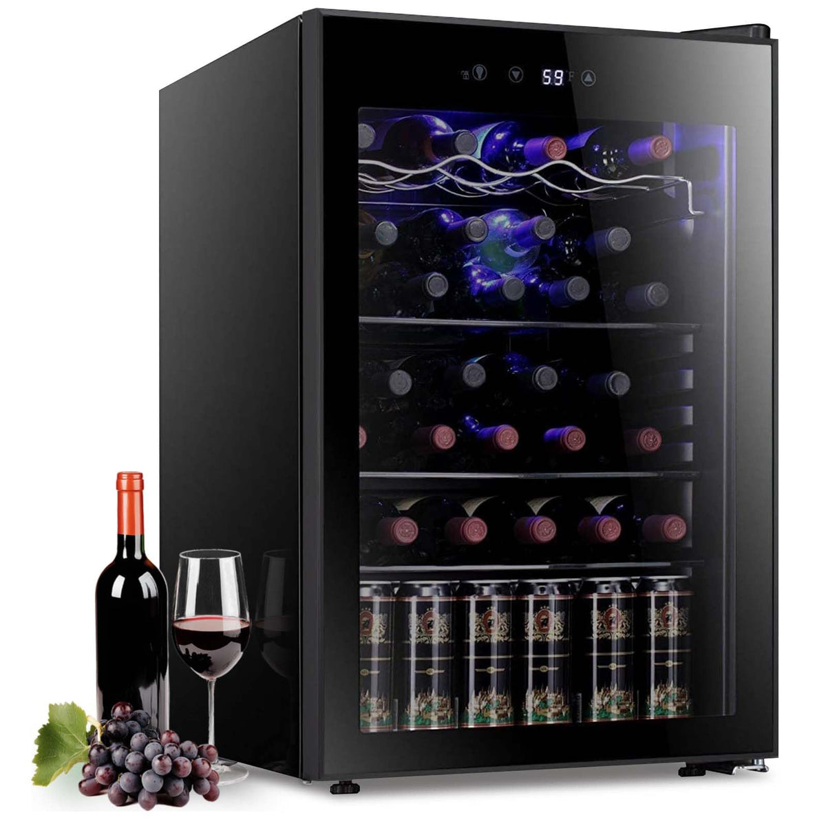 Antarctic Star 36 Bottle Wine Cooler Beverage Refrigerator Small Mini Wine Cellar Beer Soda Bar Fridge Quiet Operation Compressor Adjust Temperature Freestanding Black, 4.4 Cu. Ft