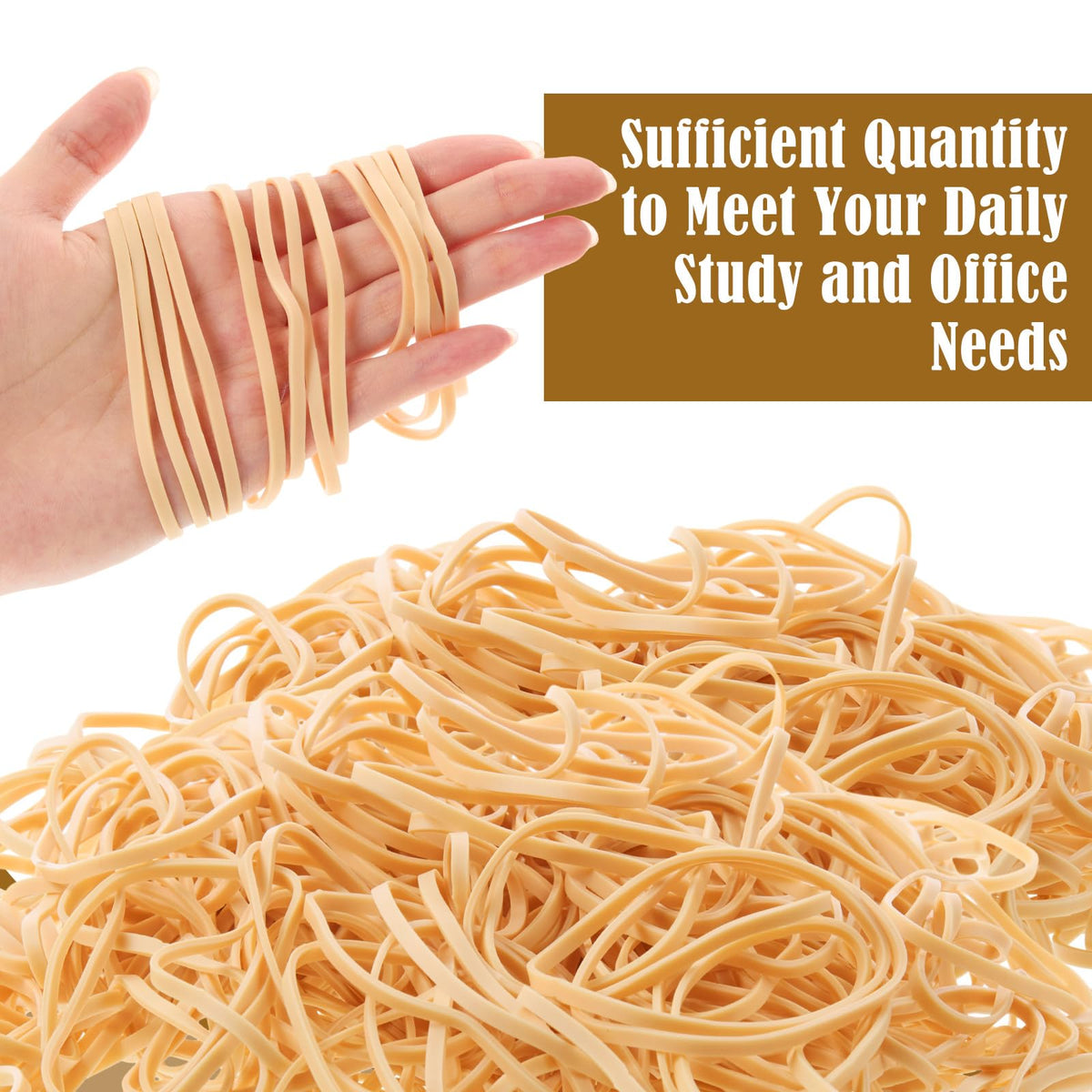 Marspark 5 lb Size 33 Rubber Bands Bulk Beige Soft Strong Elastic Rubber Bands for Office Supplies Trash Cans File Folders