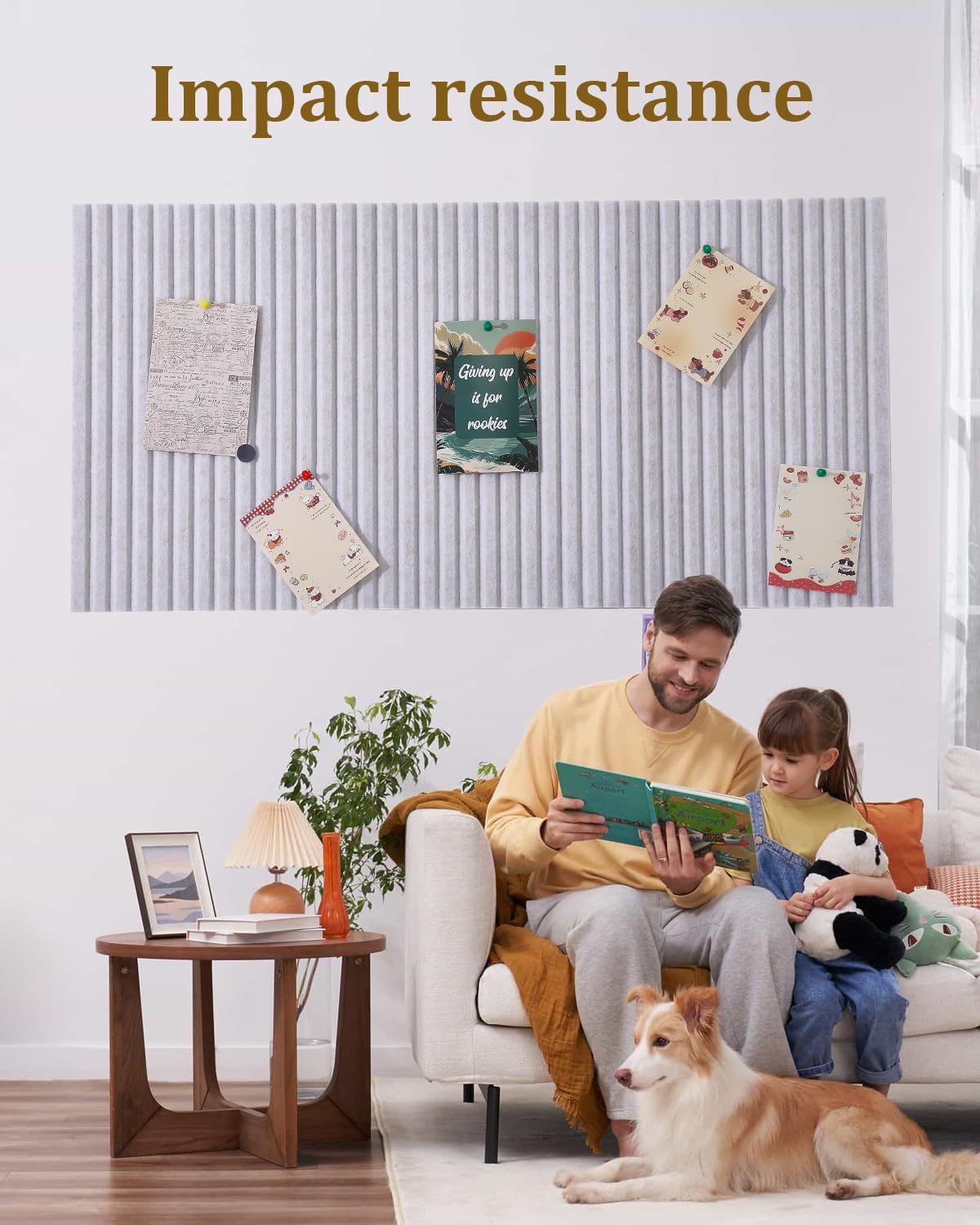 Rokeblau 24 x 16 inches Large Bulletin Board, Decorative Felt Pin Board, 0.35“ Thick Foldable Photo Display Board with Self-Adhesive Tape, Vision Board for School Home Kitchen Office Walls - Beige