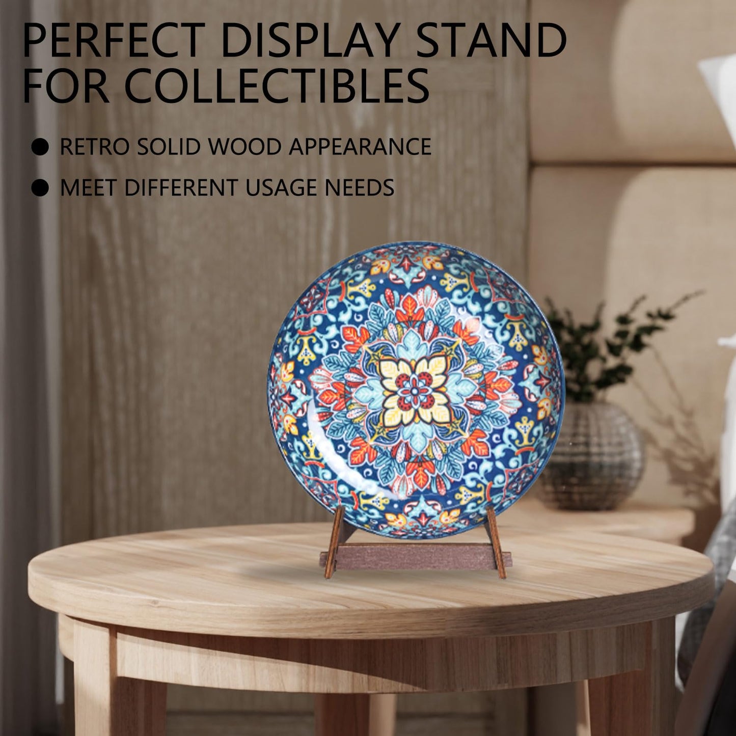 DMREFIT Plate Stands for Display,10 Inch wooden Plate Holder Display Stands,Frame holder stand for Book, Picture,plaque, Decorative Plate, Photo and Platter, Tabletop Art.(1 Pack )