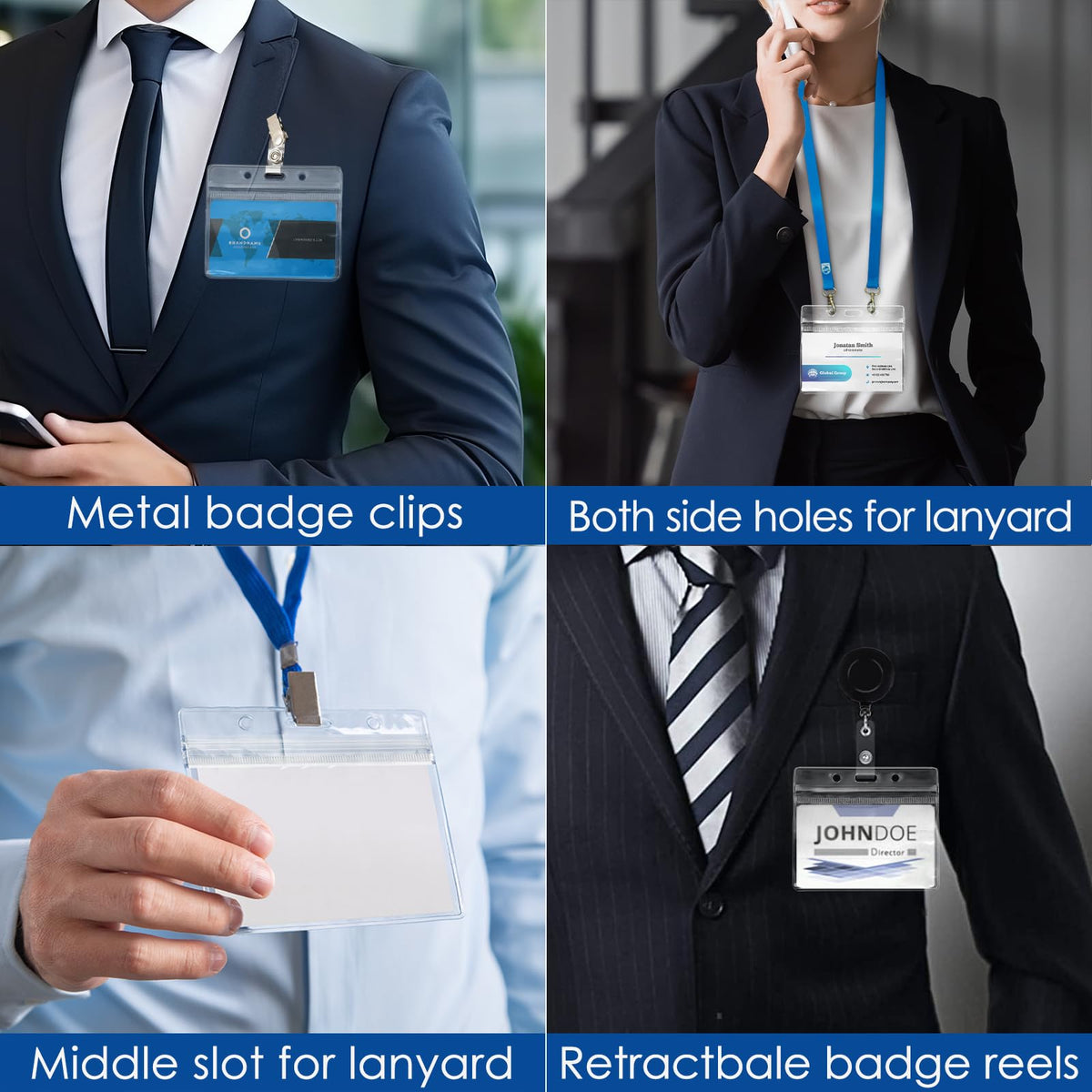 200 Pack ID Badge Holders Horizontal, Waterproof Name Badge Holders with Resealable Zipper, Clear ID Card Holder for Lanyard Badges, and Credit Cards