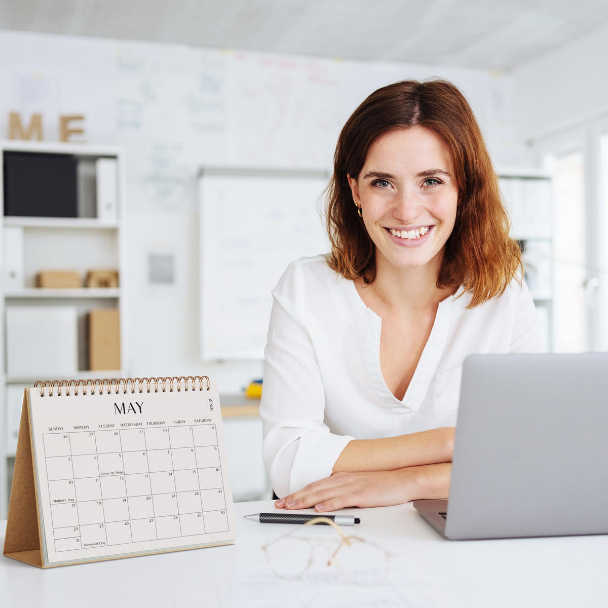Aesthetic Desk Calendar 2026-2027 - Runs from January 2026 until July 2027 - Beautiful Small 26-27 Flip Desktop Calendar for Easy Organizing