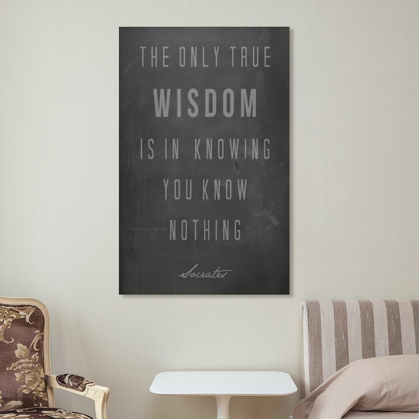 Minimalist Quote The Only True Wisdom Knowing You Know Nothing Canvas Printing Wall Art Prints Wall Decor Posters Scandinavian Bohemian for Living Room Bedroom Office Study 16x24inch(40x60cm)