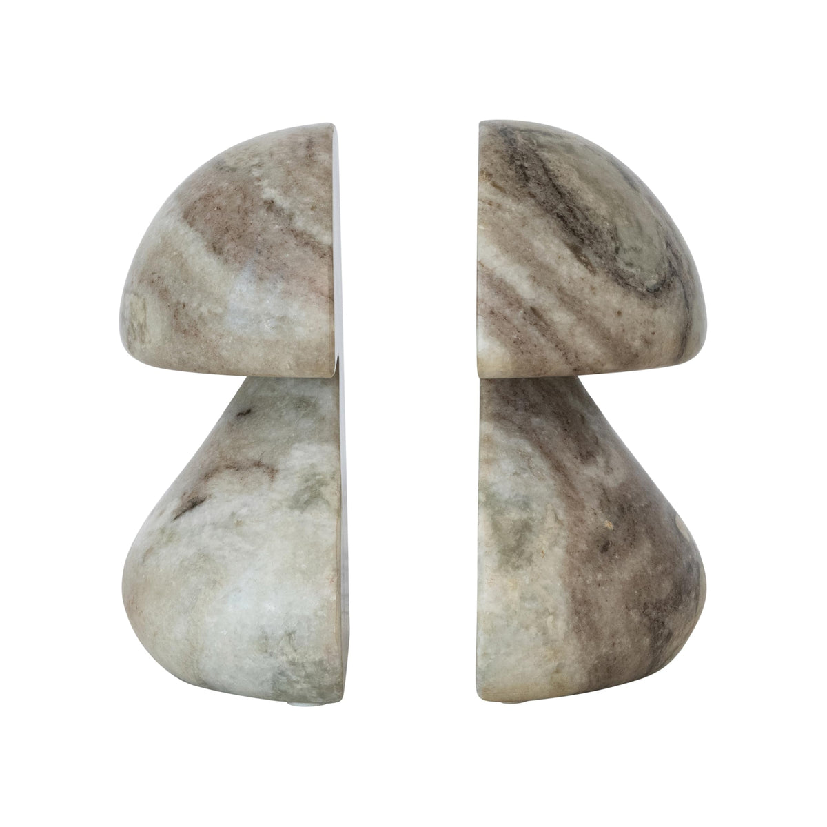 Creative Co-Op 2-Piece Marble Mushroom Shaped Bookends, Mint Chocolate Mélange