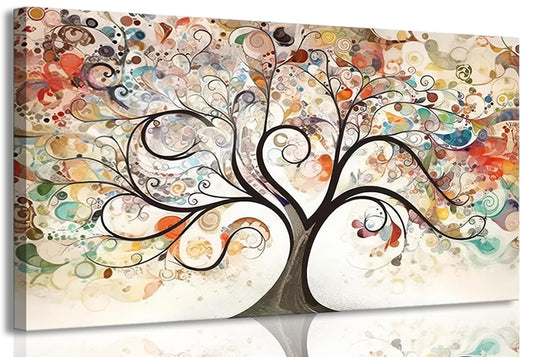 Tree of Life Canvas Wall Art Abstract plant picture Natural Scenery Poster Print Modern Large Color Painting Artwork for Living Room Bedroom Bathroom Office Home Decoration,32x16in