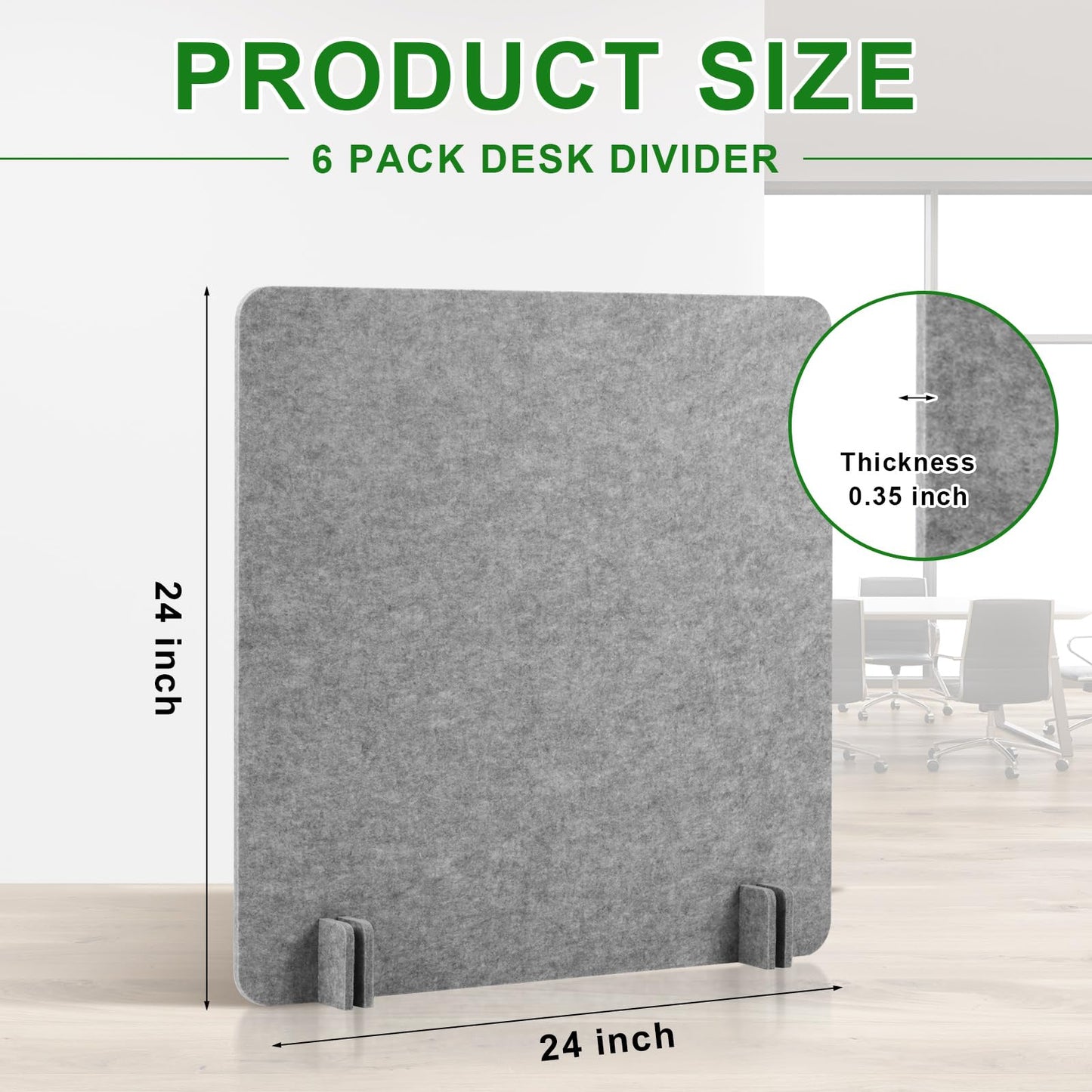 Kisston 12 Pack Desk Privacy Panel 24 x 24'' Acoustic Desk Divider Stand up Freestanding Privacy Panel Noise Visual Distraction Reducing Table Divider Office Student Cubicle Reception Area(Light Gray)