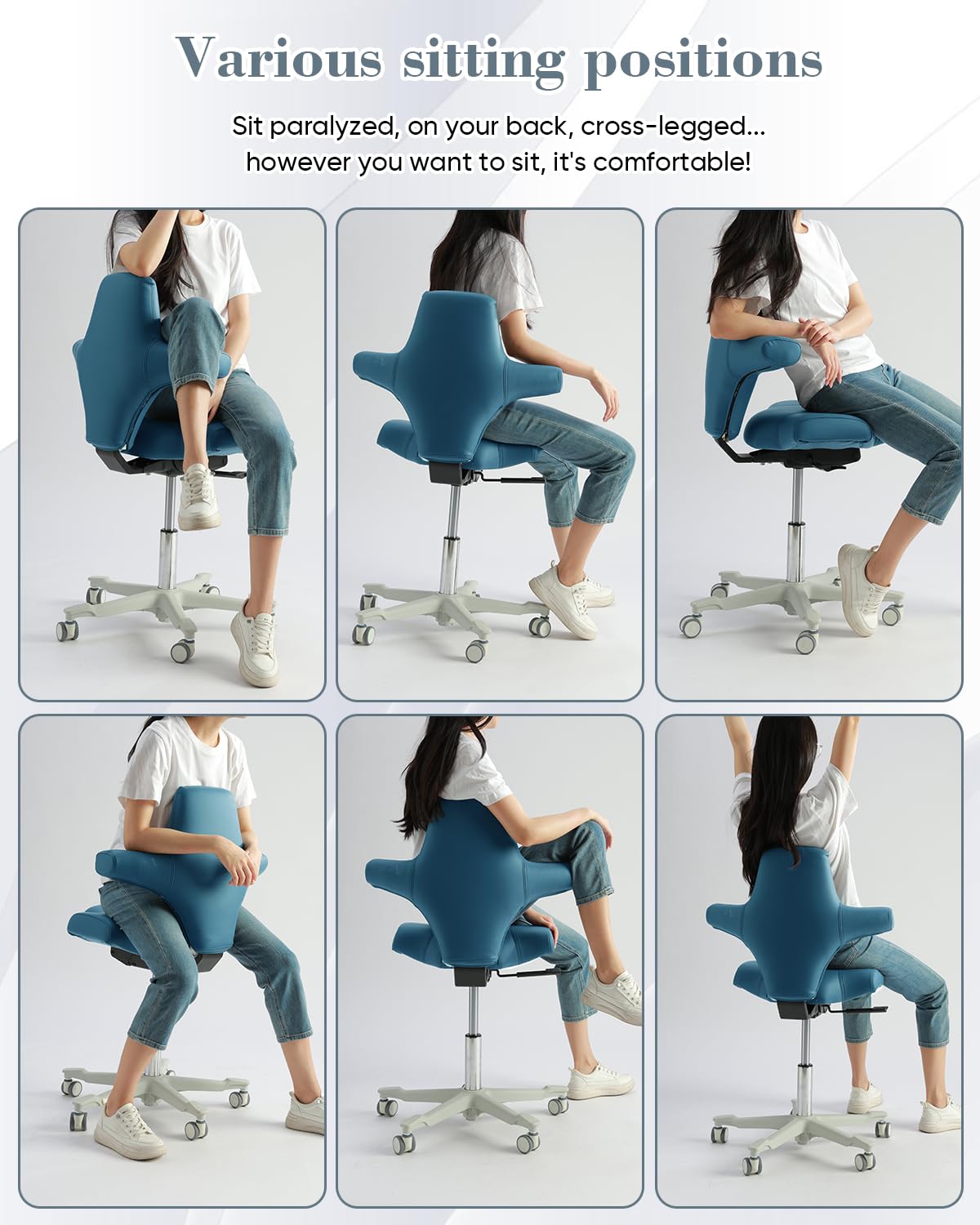 LIMKOMES Ergonomic Desk Chair with Multi-Functional Sitting Posture, Executive Chairs for Home Office Comfortable Lumbar Support (Blue)