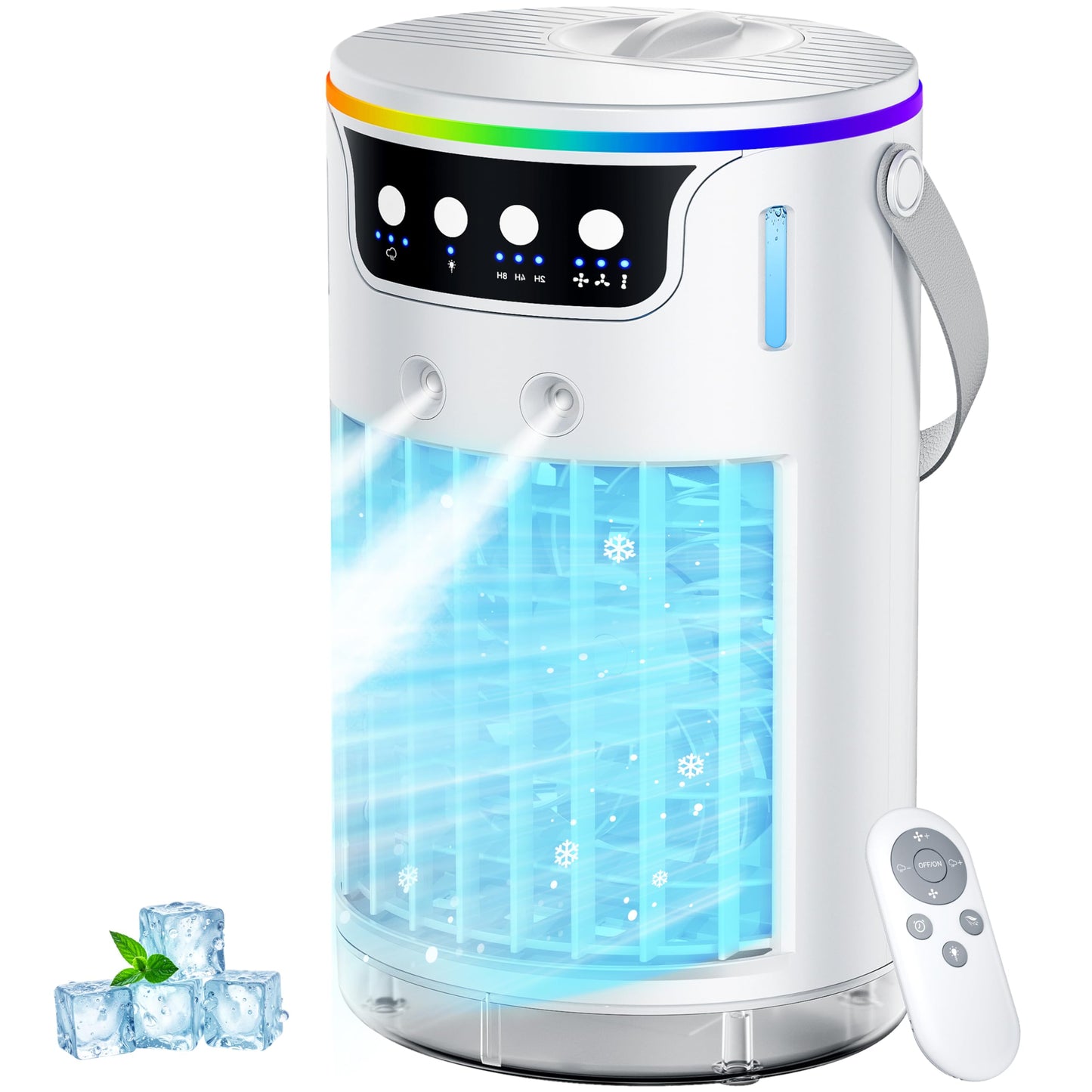 Portable Air Conditioners Desktop AC Unit with Water Ice Cooling Mist, Personal Evaporative Air Cooler Fan Mini Swamp Cooler for Bedroom, Nightstand, Office, Dorm, RV (White)