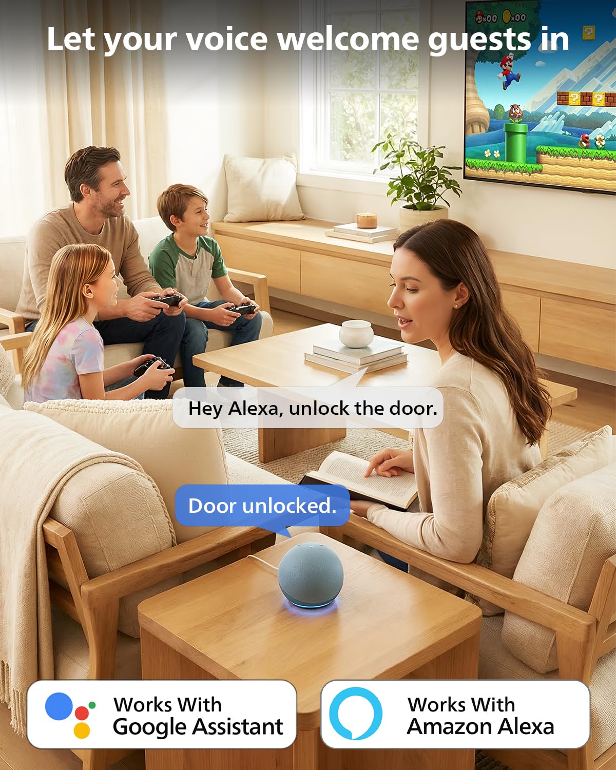 Philips Wi-Fi Smart Lock with Handle, WiFi Keyless Entry Keypad Door Lock with Handle, Front Door Deadbolt Set, Fingerprint Unlock, PIN Code Unlock, Auto Locking, App Remote Control, Bulit in WiFi