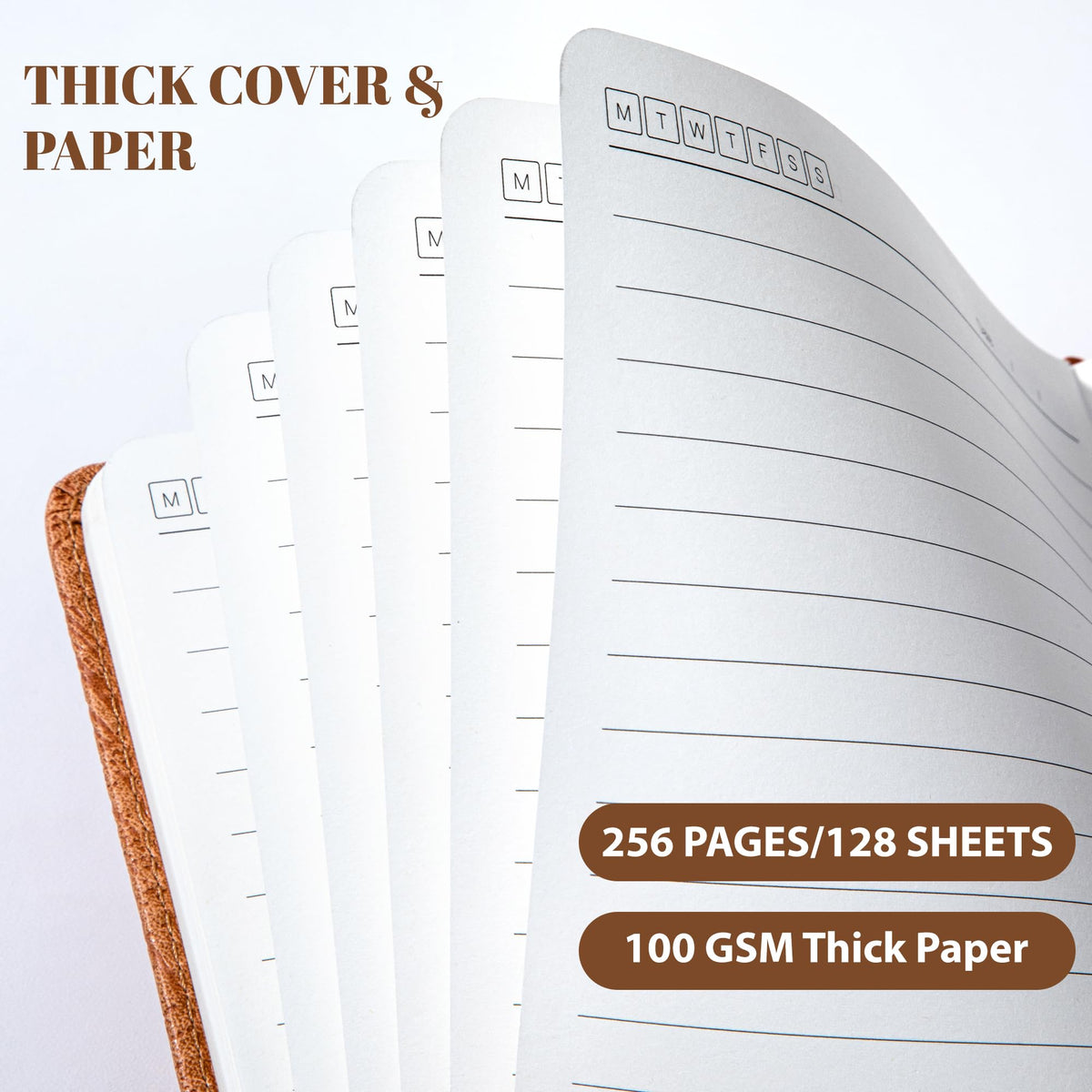 CAGIE Lined Journal for Men Women, Tree Growth Ring Leather Bound Journal Notebook, 256 Pages 100 GSM Journals for Writing, A5 Hardcover Journaling Notebooks for Work, Note Taking
