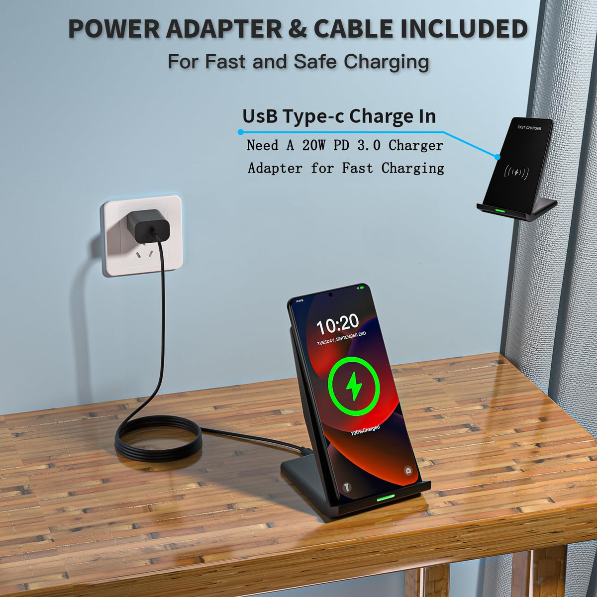 Wireless Charger Station,15W Desk Wireless Charging Stand 20W USB C Adapter for Apple iPhone 17 Pro/17/17/Air/16 Pro/16E/16 Plus/15/14/13,Samsung Galaxy S25/S24/S23/S22/Z Flip Fold/Note 20,Google etc