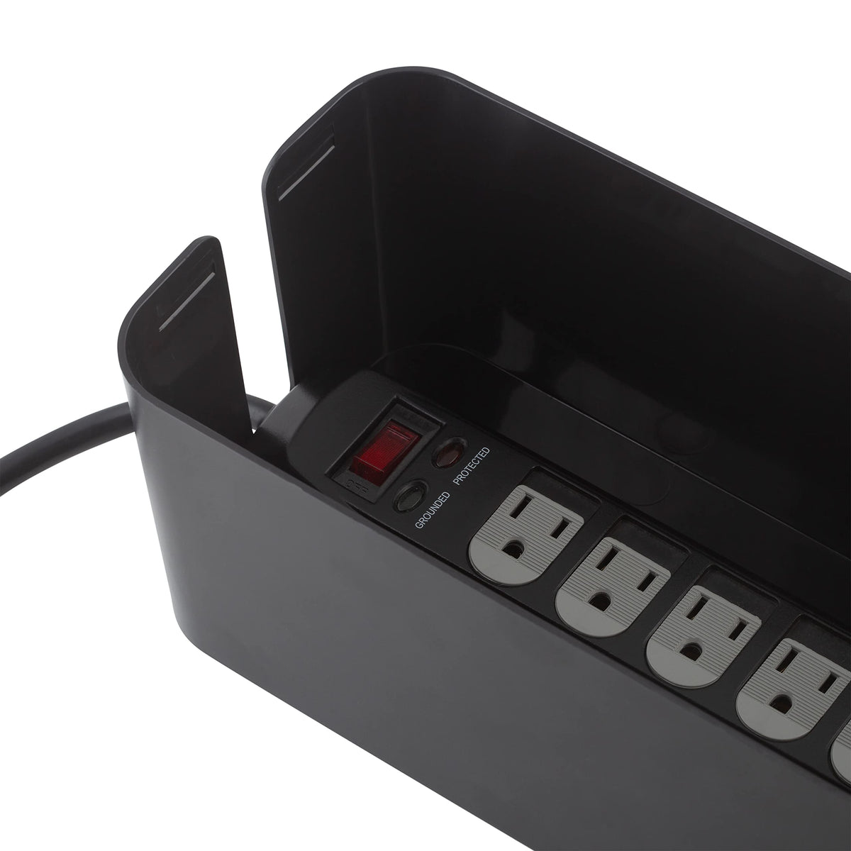 Simplify 2 Pack Cable Organizer Box | Multi-sized | Hidden Storage with Lid | Chargers & Wires | Computer & TV Cords | Black