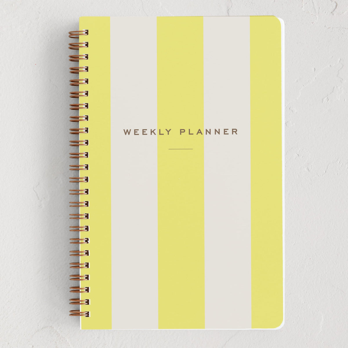 Minted Campania 2026 Weekly & Monthly Undated Planner, 5.5" x 8.5" Yellow Stripe Spiral Bound Planner Notebook, 132 Pages, Bright Modern Undated Calendar for Office, Home & School
