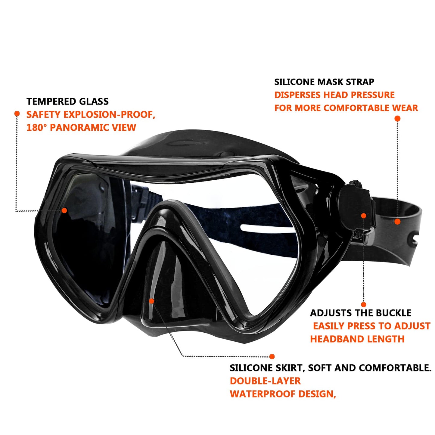 Snorkel mask Snorkeling Set for Adults and Youth, Diving mask and Full Dry Snorkel Swim Googles is Suitable for Snorkeling, Dive Scuba Diving, Swimming (Black+Pink（2 Set）)