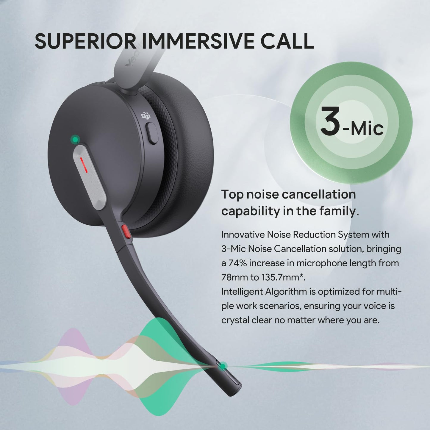 Yealink BH70 Mono Wireless Bluetooth Headset with Microphone for Work, up to 35h Talking, Native Bluetooth via Microsoft Teams Certified, Compatible with Cisco Webex & Jabber, Zoom, Google Meeting