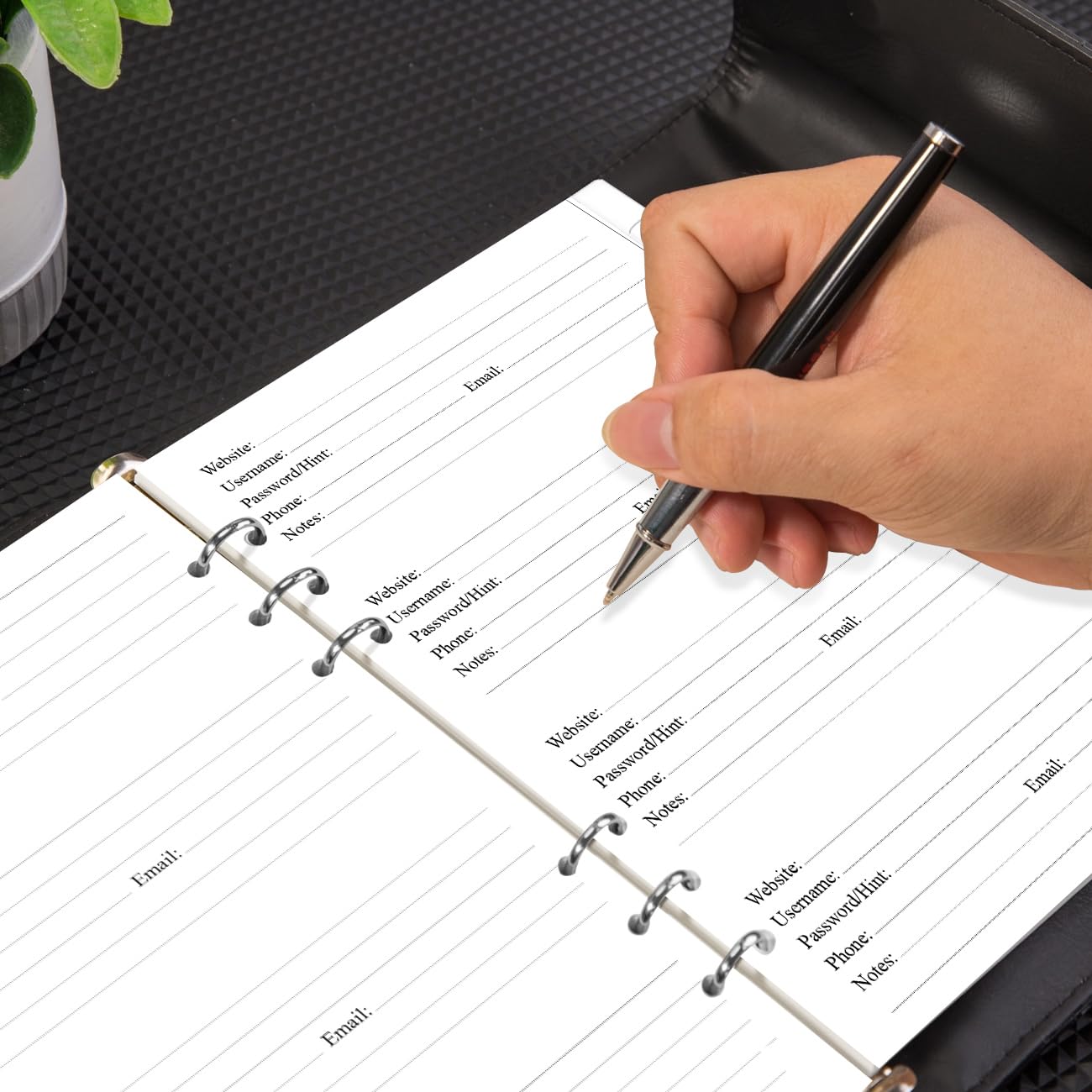 Password Book Refills for A5 Binder - A-Z Password Notebook Refill Paper with Alphabetical Tabs, 120gsm White Paper, 6-Hole Punehed, 5.8" x 8.3"