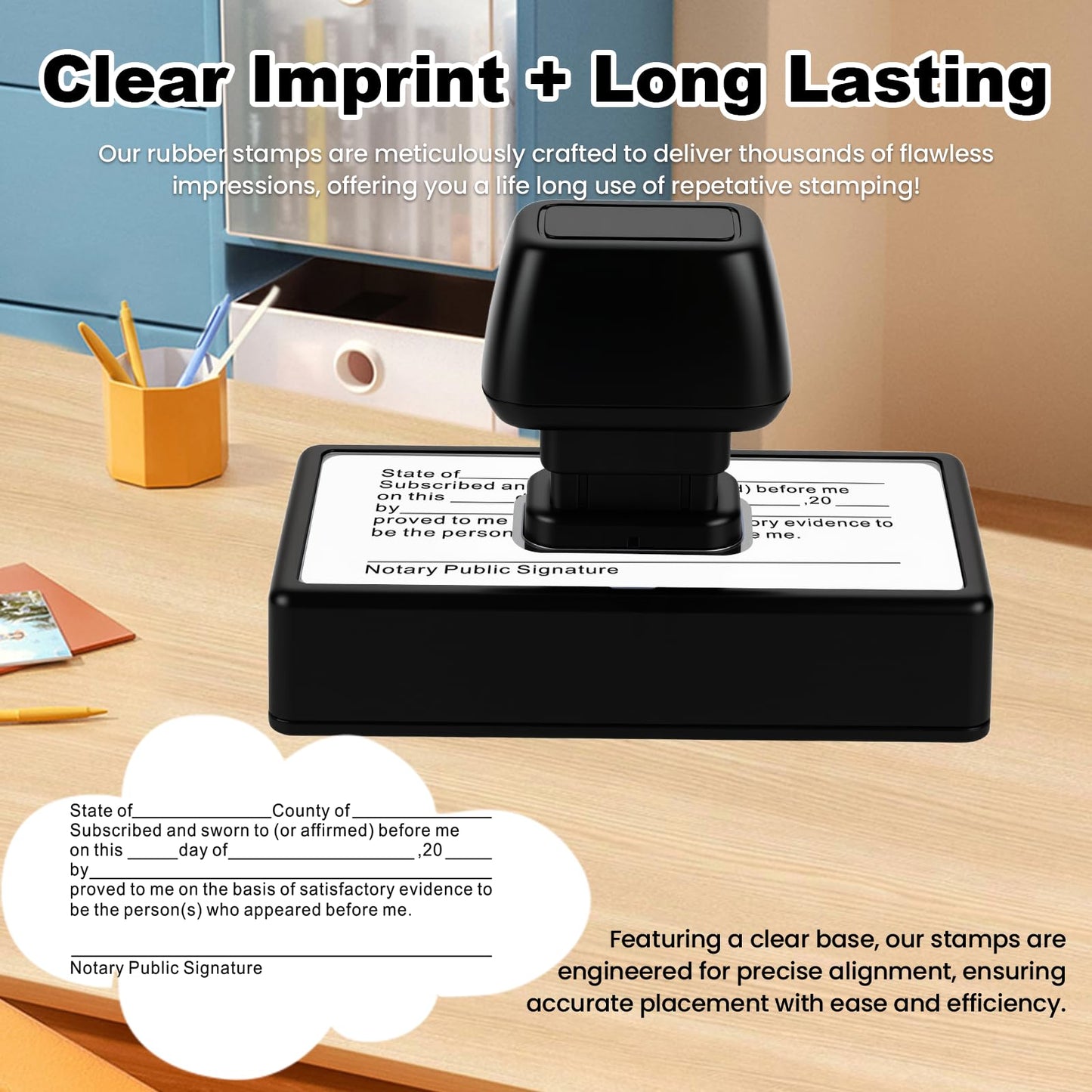 Notary Stamps, Notary Jurat Stamp, Self-Inking Notary Public Jurat Rubber Stamp for Sworn & Subscribed Acknowledgement, Notary Supplies, Notary Seal for Loan Signing Agents, Any State Crisp Impression