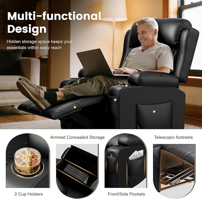 Home Theater Seating Power Recliner Chair, Massage Reclining Sofa