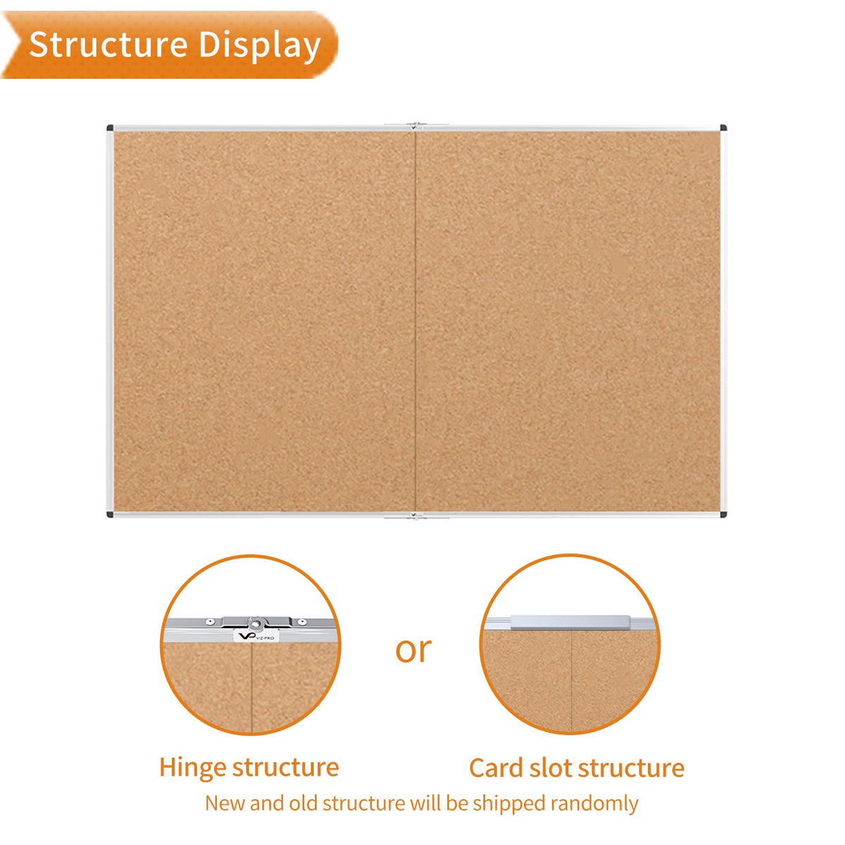VIZ-PRO Cork Bulletin Board/Foldable Noticeboard, 48 X 36 Inches, Silver Aluminium Frame