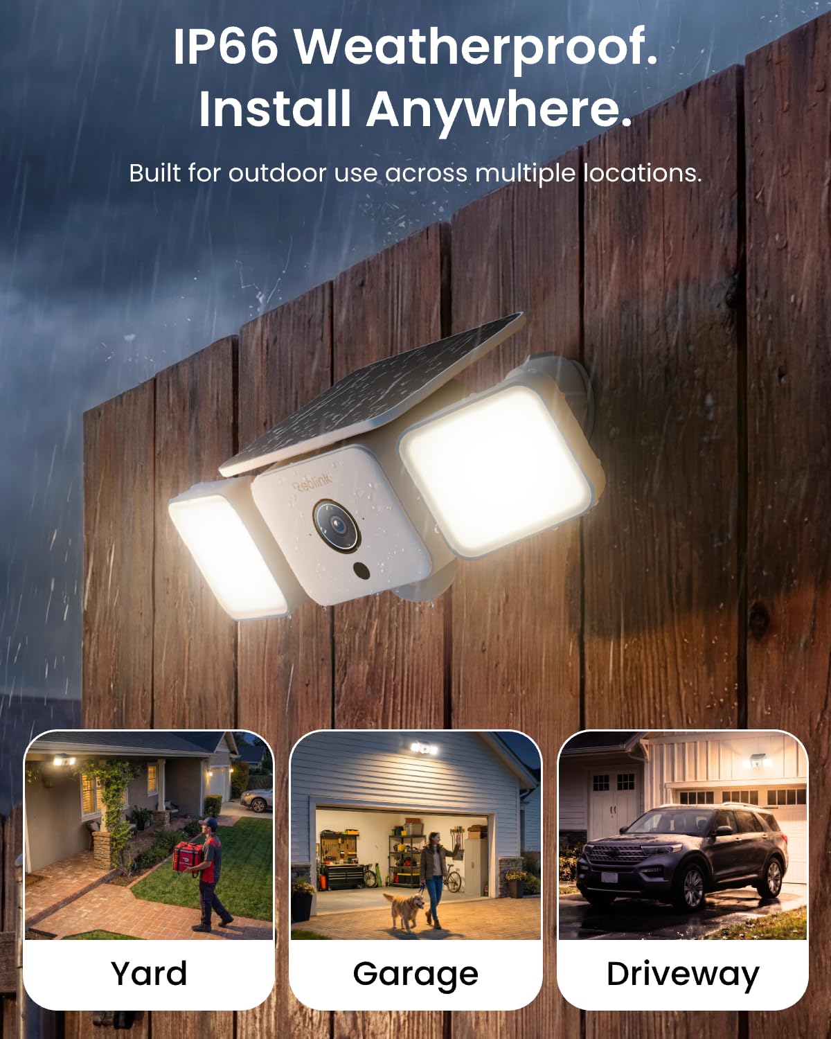 REOLINK Solar Floodlight Cam, 2K 150° Security Cameras Wireless Outdoor, Up to 1000lm Light & Siren Alarm, AI/PIR Motion-Activated Floodlight, Color Night Vision, WiFi 6 2.4/5GHz, IP66