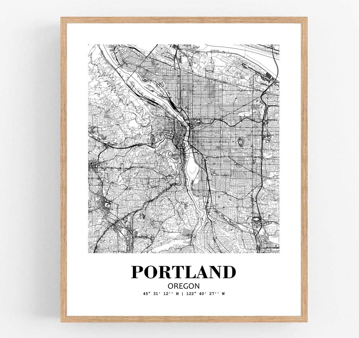 Eleville 11X14 Unframed Portland Oregon City View Abstract Road Modern Map Art Print Poster Wall Office Home Decor Minimalist Line Art Hometown Housewarming wgn453