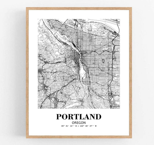 Eleville 11X14 Unframed Portland Oregon City View Abstract Road Modern Map Art Print Poster Wall Office Home Decor Minimalist Line Art Hometown Housewarming wgn453