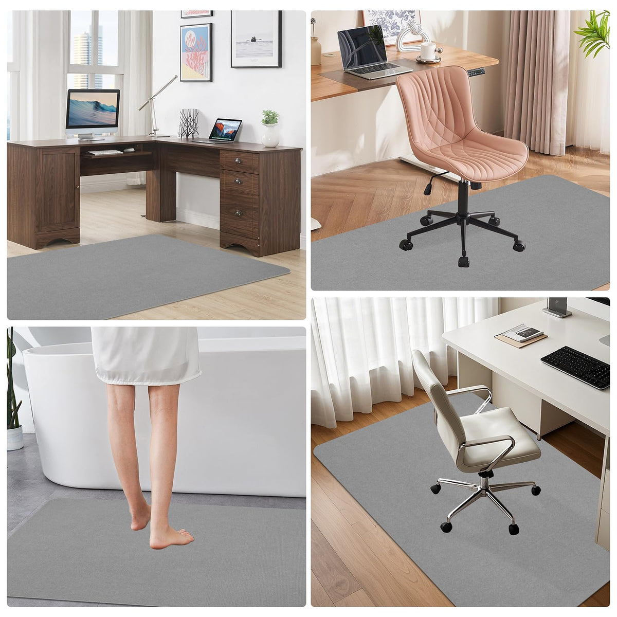 Office Chair Mat for Hardwood Floor & Tile Desk Mat for Rolling Chairs Protect Hardfloor Desk Area Rug for Workstations, Durable Chair Mat for Home and Office Use (Light Grey, 36X55 in)