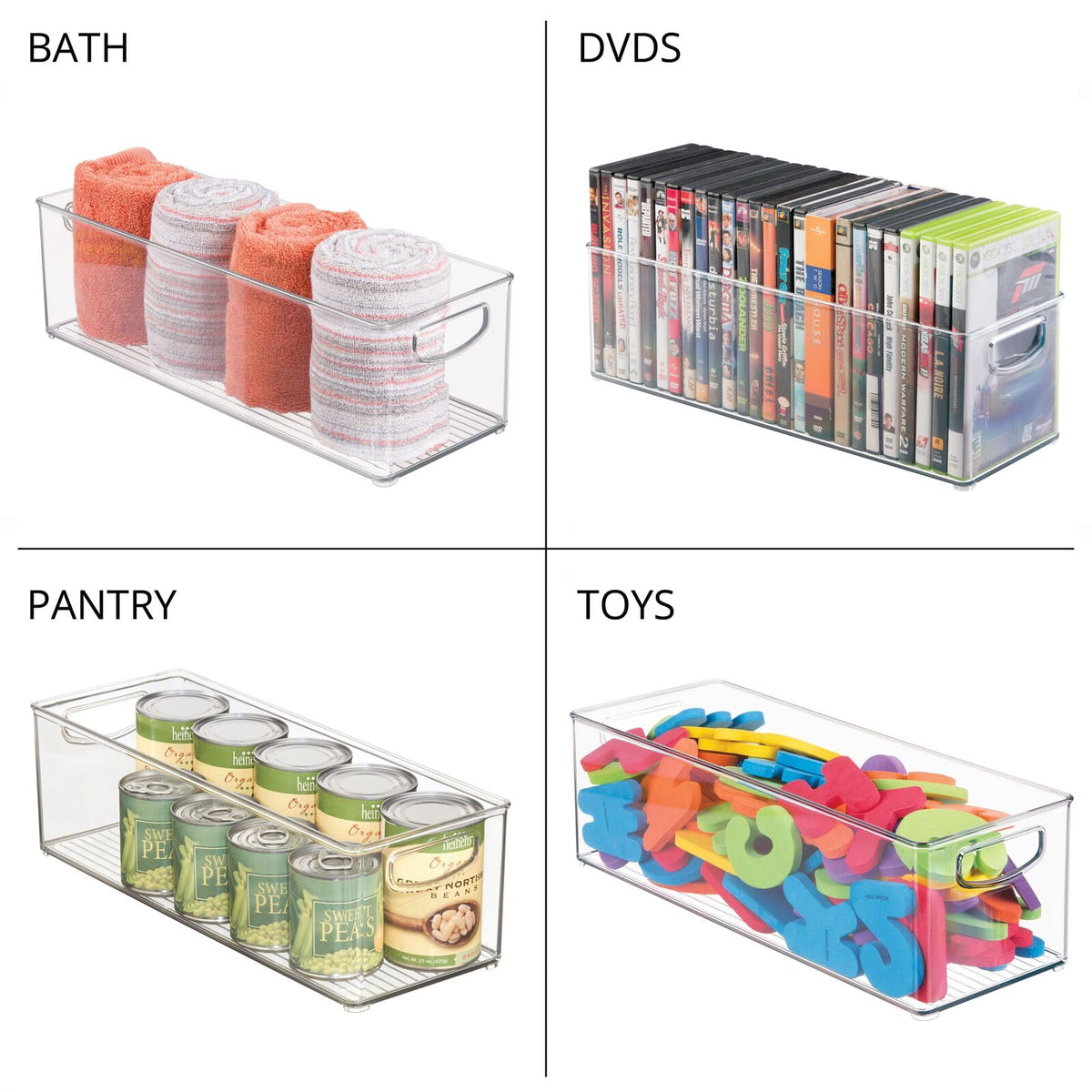 mDesign Plastic Office Supply Organizer - Storage Holder Bin with Handles for Desk Drawer, Cabinet - Pencil, Pen, Envelope and Supplies Container Basket - Ligne Collection - 2 Pack - Clear