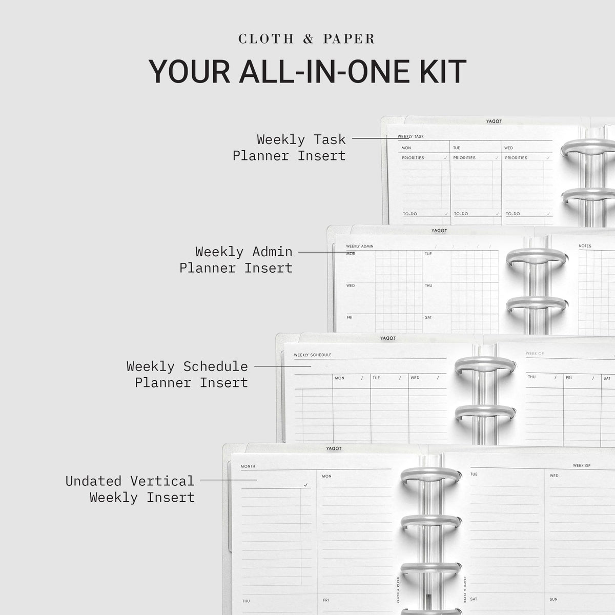 Cloth & Paper FORMA Modular Planner System – Premium Discbound CP Petite Undated Planner with Clear Discs, Covers, Dividers, Today Tab, Stickers & Inserts – Customizable Refillable Planning Organizer