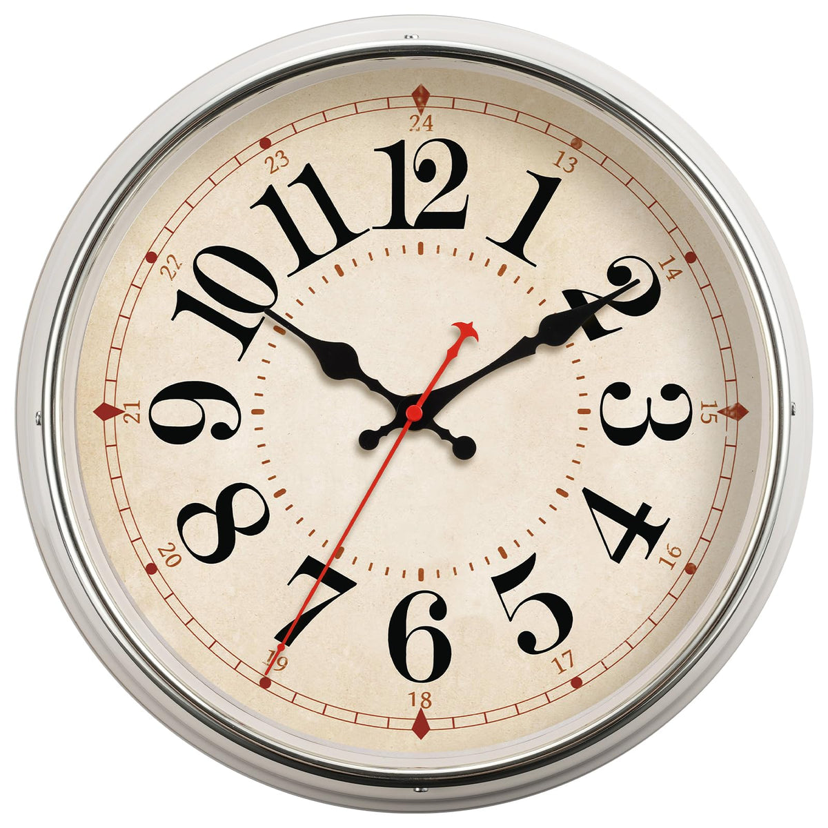 HYJOOY Wall Clock Metal 12.4" Retro Vintage Wall Clocks Countryside Style Silent Non Ticking Easy to Read for Living Room, Kitchen, Bedroom, Office, Bar(12.4" Beige)
