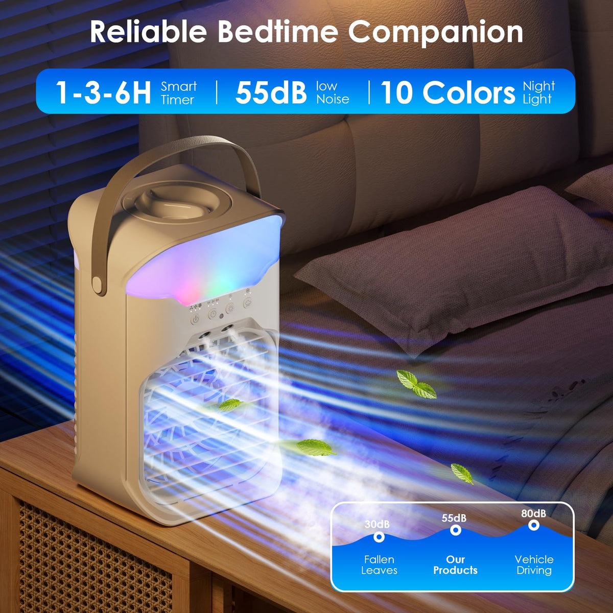 Portable Air Conditioners, Air Conditioner, Dual Nozzle AC Unit with Remote Control, 1600ML Tank, 3 Speeds, Timer & 70° Adjustable Airflow, Evaporative Mini Air Conditioner for Bedroom, Office Camping
