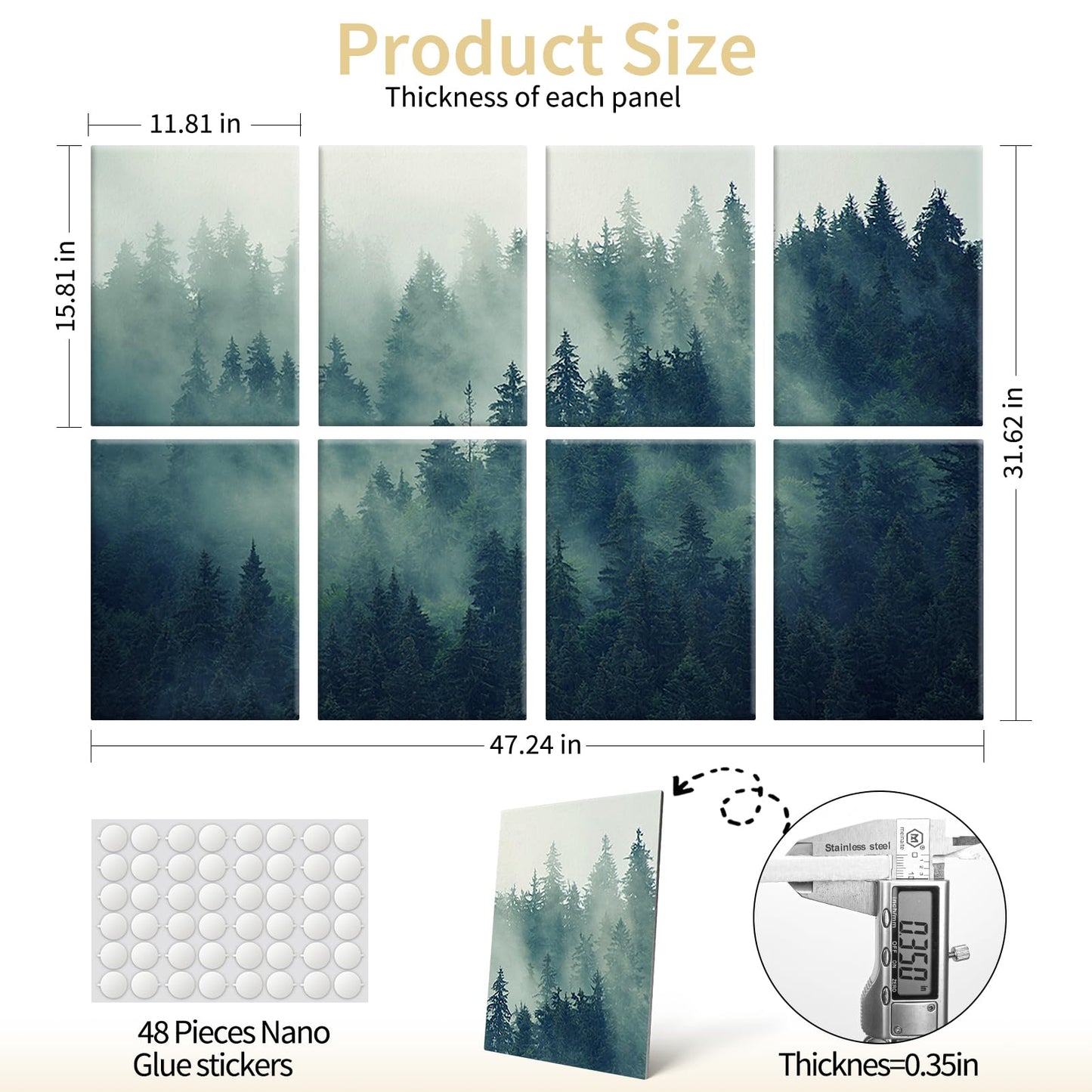 Art3d Soundproof Wall Panels 48"x32", 8-Pack Acoustic Wall Art Panels, Sound Absorbing Decorative Wall Panels for Living Room, Bedroom, Kitchen, Studio, Polyester UV Print