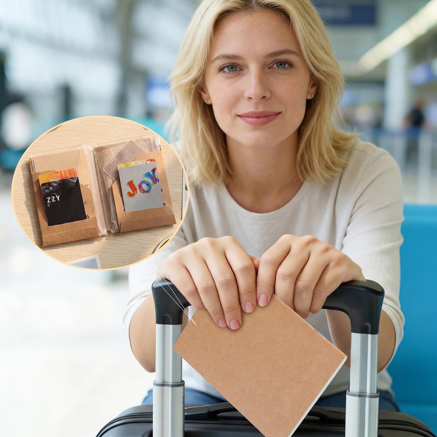 Thenshop Travelers Notebook Accessories Kit Include Dotted Passport Size Travelers Notebook Inserts, Travel Kraft File Folder, Zipper Case, Pen Holder, Binder Clip and Elastic Bands