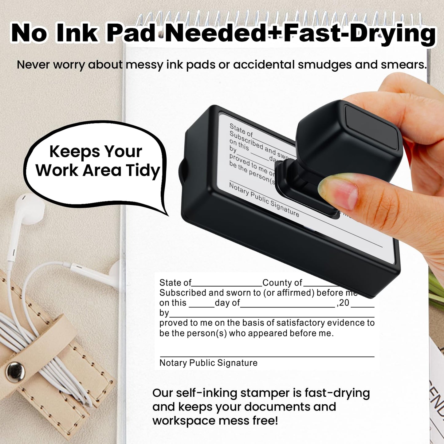 Notary Stamps, Notary Jurat Stamp, Self-Inking Notary Public Jurat Rubber Stamp for Sworn & Subscribed Acknowledgement, Notary Supplies, Notary Seal for Loan Signing Agents, Any State Crisp Impression