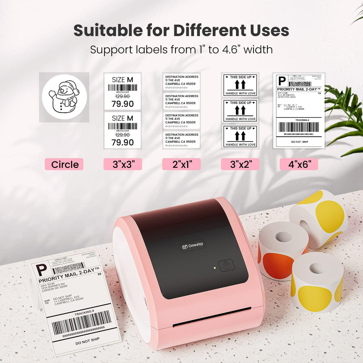 Omezizy Shipping Label Printer 4x6 - Thermal Label Printer for Small Business, Shipping Packages, Home, Office, Compatible with USPS, Shopify, Amazon, Tiktok