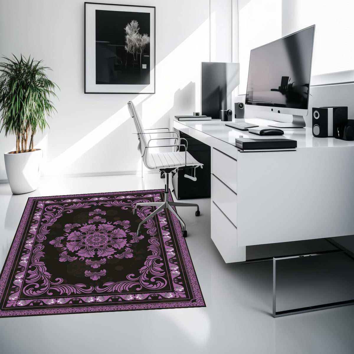 BYINGWD Office Chair Mat for Hardwood Floor Desk Mat, Computer Gaming Mat (Purple, 36'x48')