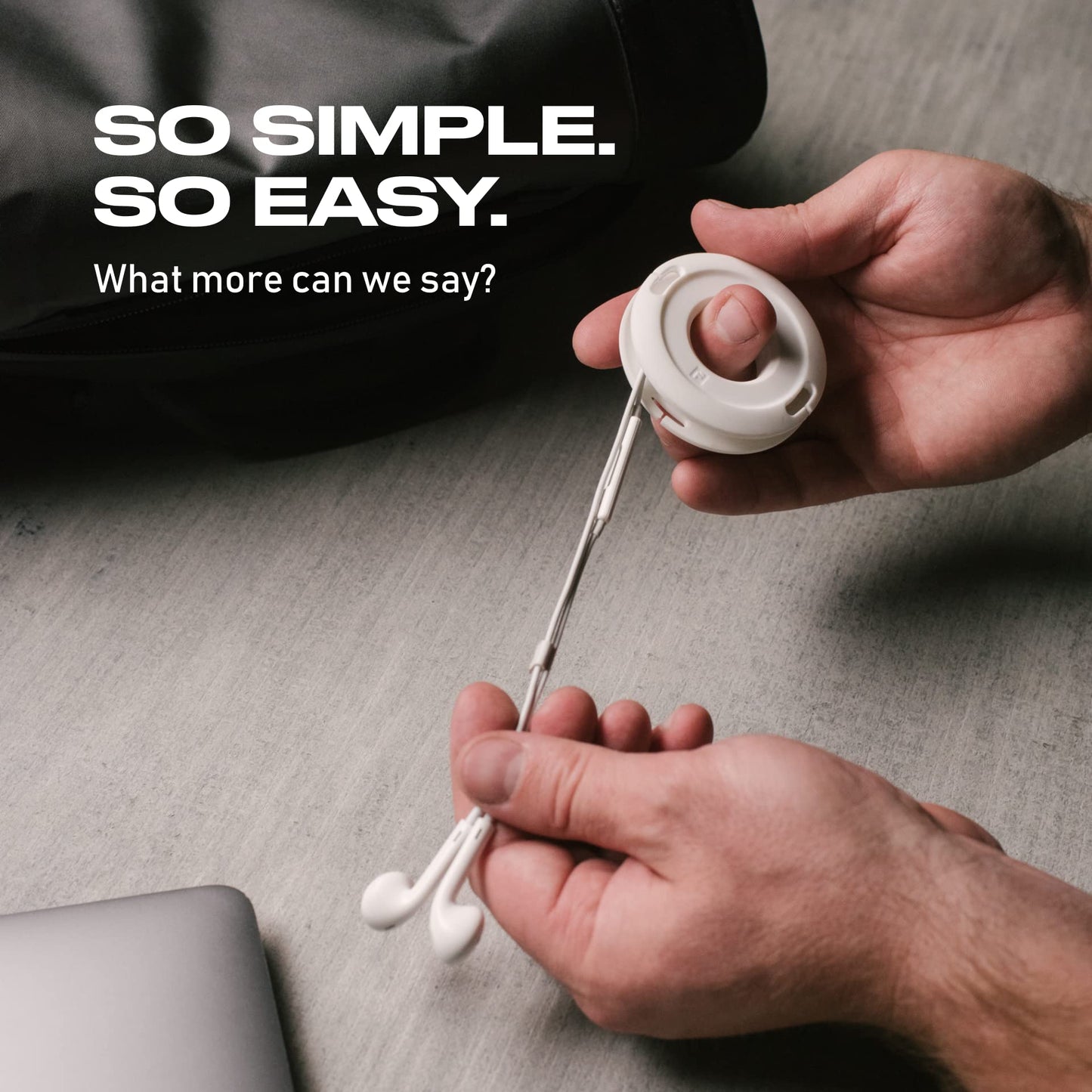 Side Winder Mini and Max Headphone, Earbud and Charging Cable Winder and Organizer Perfect for Wrapping Earbuds and Cords for Travel and Organization 2-Pack (White, Mini)