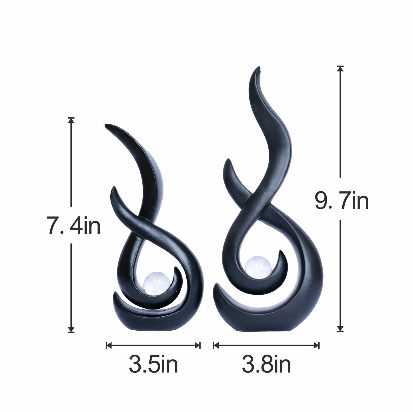 Black Home Decor Statue Modern Abstract Sculpture Decorative Accent Art Round Geometric Centerpieces for Living Room Dining Bookshelf Entryway Table Office Desk Decorations