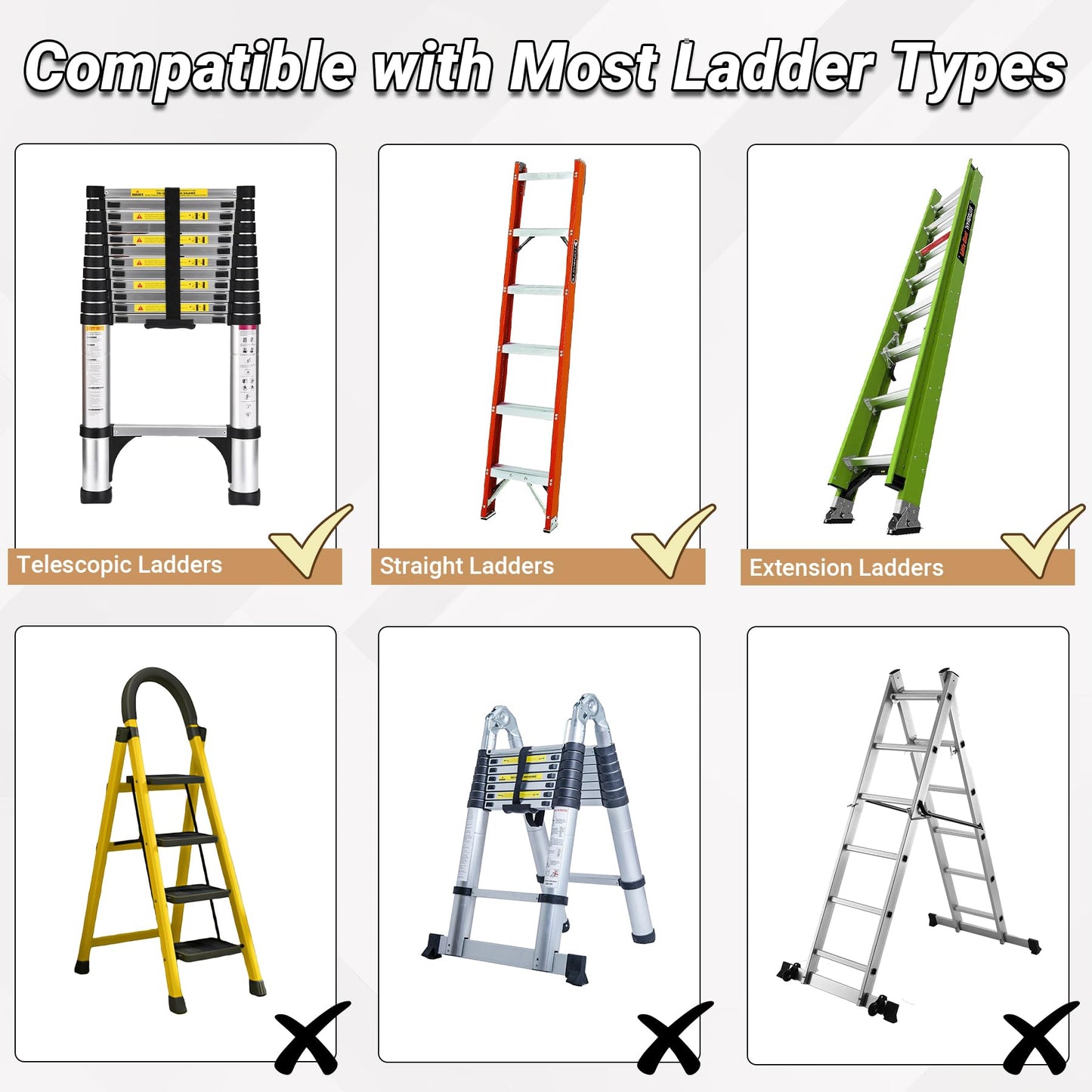 Toriexon Ladder Extender Pro, Ladder Stabilizer High Strength, Ladder Leveler 13.4”-19” Adjustable Height Range for Single and Extension Ladders