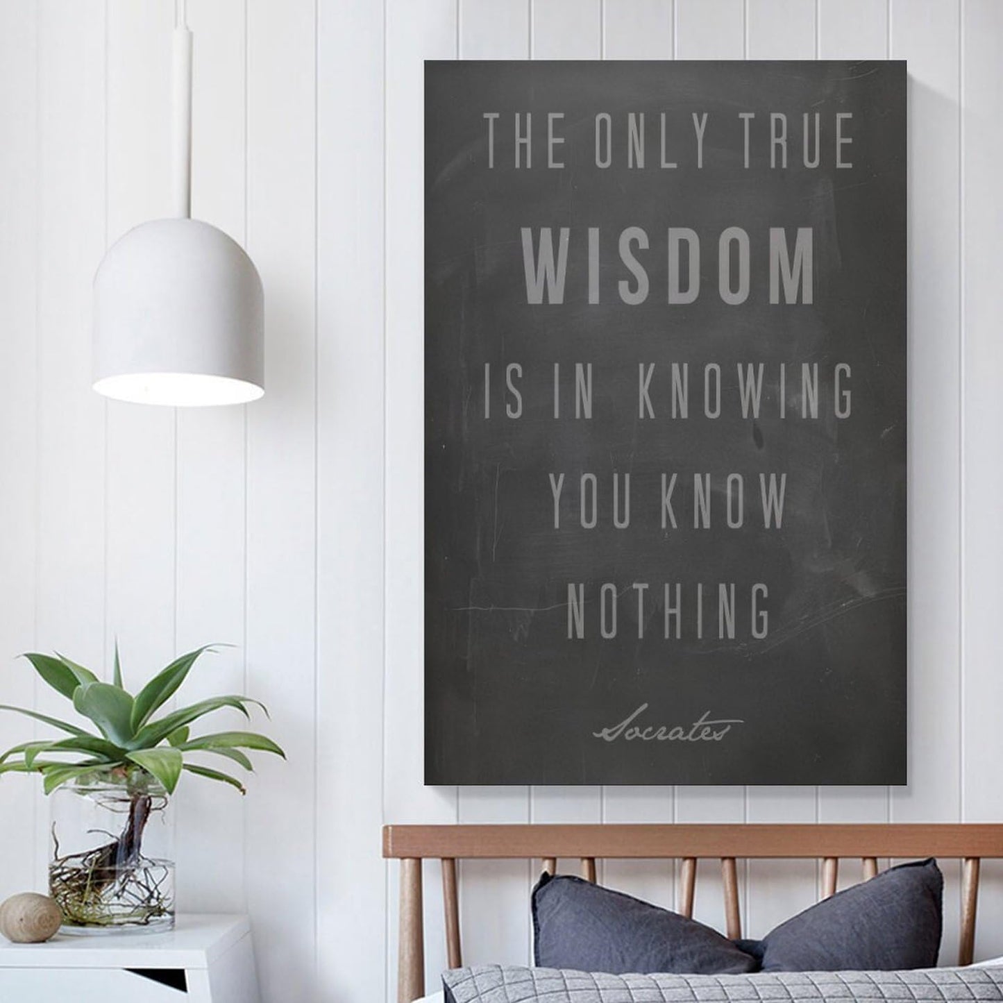 Minimalist Quote The Only True Wisdom Knowing You Know Nothing Canvas Printing Wall Art Prints Wall Decor Posters Scandinavian Bohemian for Living Room Bedroom Office Study 16x24inch(40x60cm)