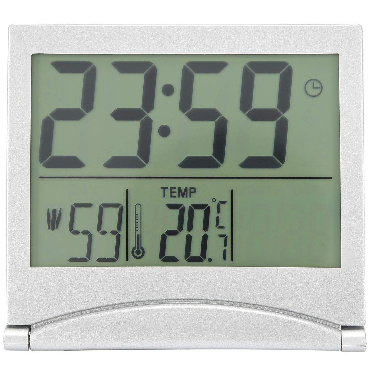 Aqur2020 Electronic Compact Alarm Foldable Calendar Easy to Read Atomic Desktop Clock Auto Set Digital Alarm Clock Screen with Time/Date/Temperature Display- Perfect for Nightstand or Desk