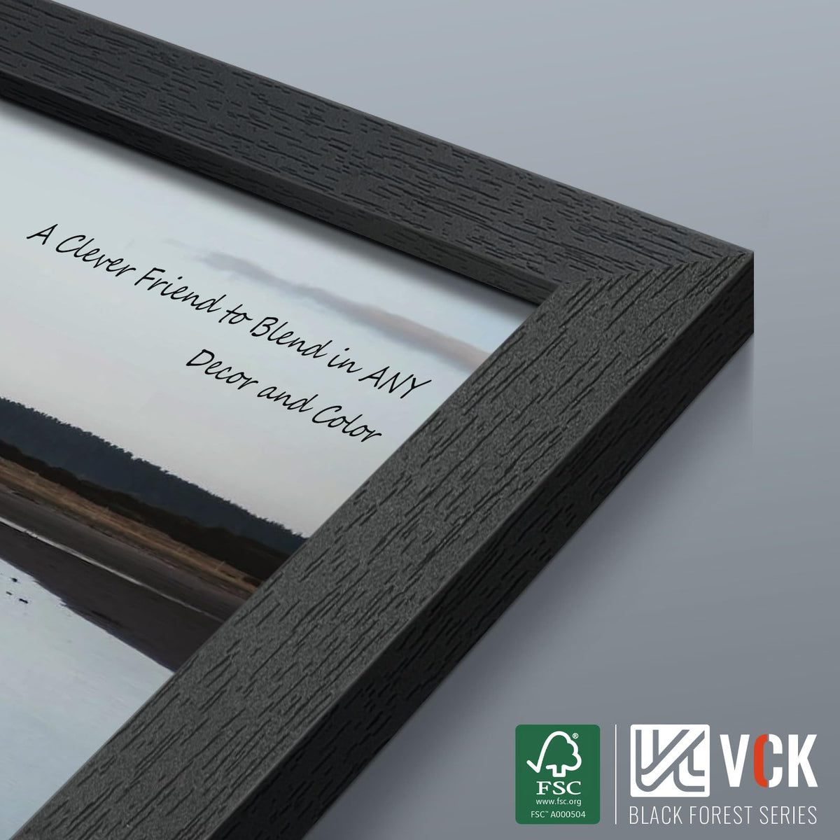VCK 13x19 Picture Frames Black Set of 6, Wide Border Wood Poster Frame, Multi-Directional Display Family Photos, Office Prints, Studio/Gallery Artwork, Woodgrain Series, Wall Hanging