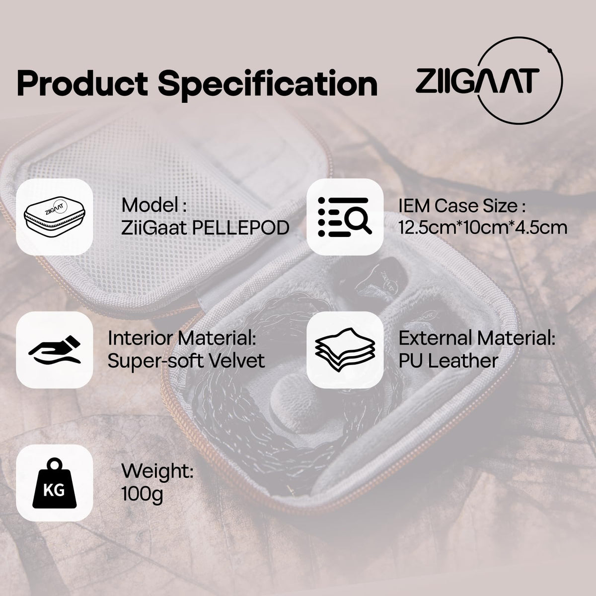 Linsoul ZiiGaat PELLEPOD Leather Earbud Case, Waterproof IEM Storage Box, Hard Carrying Bag, Protective Storage Box, Fit for Earphone ZS10 Pro, Zero: 2, EM6L, EW300, SuperMix 4, Orchestra Lite (Brown)