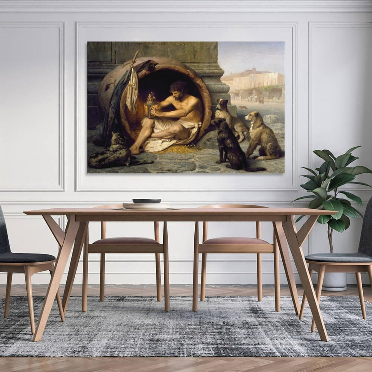 Diogenes Greek Philosopher With Dogs Lantern Scene Canvas Printing Wall Art Prints Wall Decor Posters Classical Painting Scandinavian Bohemian for Living Room Bedroom Office 16x24inch(40x60cm)