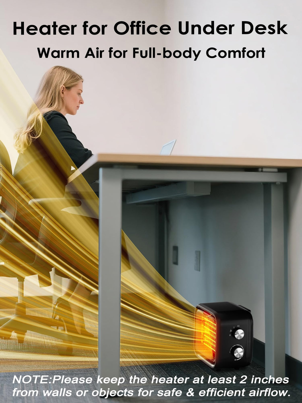 Csakri Small Space Heater, 1500W Mini Desk Heater for Office, Portable PTC Ceramic Heater with Thermostat, 2S Fast Heating, Safe & Quiet for Bedroom, Bathroom, Under Desk & Indoor Use