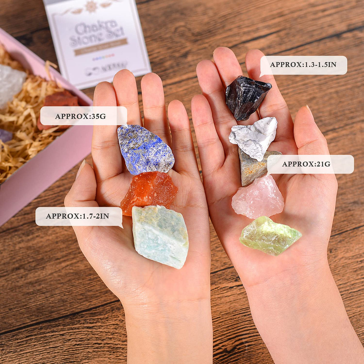 AOOVOO 17Pcs Crystals and Healing Stones, 14Pcs Real Raw Chakra Stones Set, Selenite Charging Plate, Amethyst Necklace, Rose Quartz, Mothers Day Gifts, Gift Box, Guide for Beginners, Collection, Meditation, Yoga