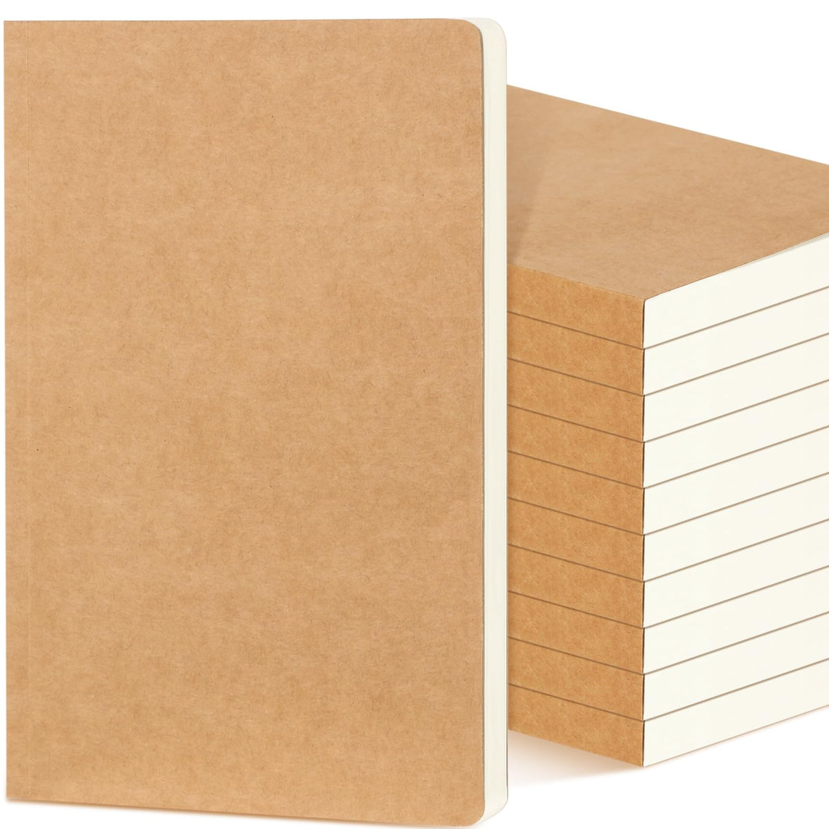 Zhanmai 10 Pack A5 Journal Refill 5.5 x 8.2'' Refillable Notebook Inserts A5 Paper Refill Kraft Travelers Journal Notebooks for Office School Writing Supplies, 100 Sheets/200 Pages(Ruled Lined)